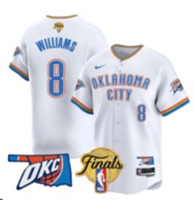 Men 2025 Oklahoma City Thunder #8 Williams White Nike Joint Name NBA Jersey style 41